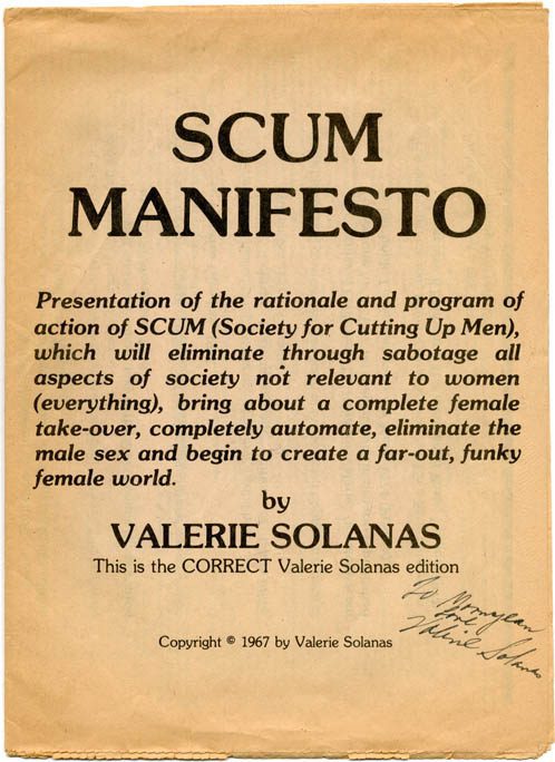 SCUM Manifesto, subtitled This is the CORRECT Valerie Solanas edition |  Valerie SOLANAS