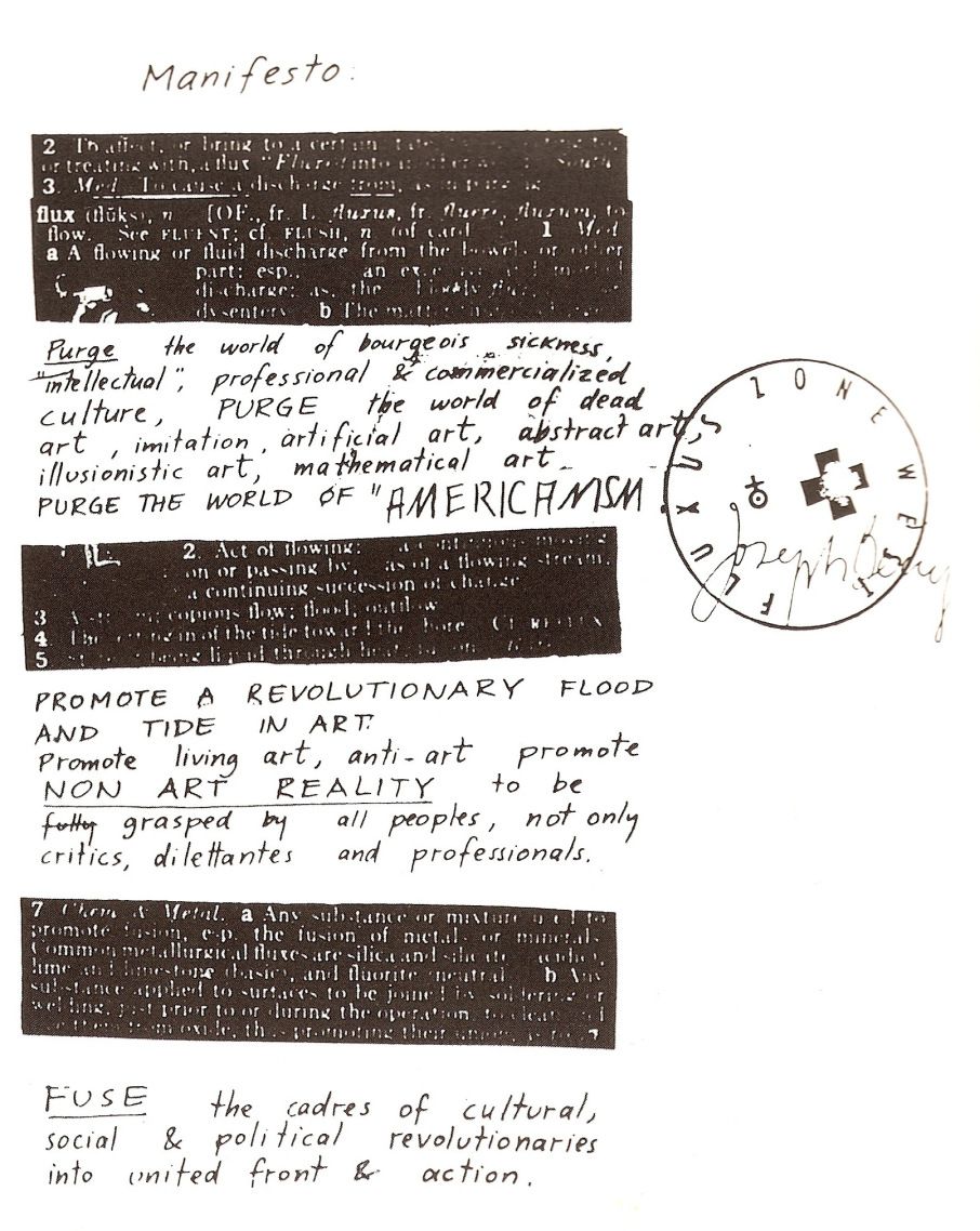 fluxus manifesto: living art, anti-art, non art | Fluxus, Manifesto, Art