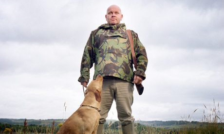 Reg a part time bouncer who has helped Paul Parker of the Red Squirrel protection unit culling grey squirrels in Northumberland. Photograph: Gary Galton